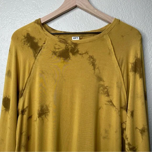 JoyLab Women's Soft Lightweight Sweatshirt Tie Dye Pattern Mustard Yellow - Picture 5 of 12